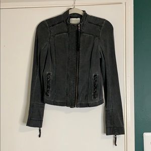 Washed gray zip up jacket